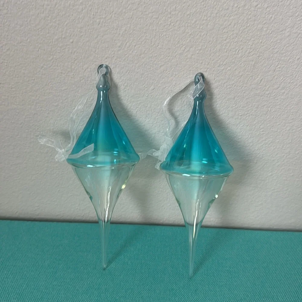 2 Turquoise Top Ornaments